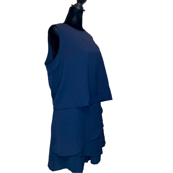 Navy blue LG flutter dress romper - Picture 2 of 12